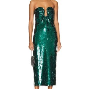 Roland Mouret Strapless Sequin Midi Dress